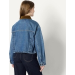 Amazon Essentials Women's Oversized-Fit Cropped Denim Jacket with Contrast Corduroy Collar - Image 5