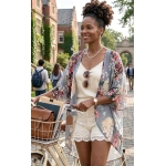 Women's Floral Print Puff Sleeve Kimono Cardigan Loose Cover Up Casual Blouse Tops 2026 - Image 6