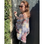 Women's Floral Print Puff Sleeve Kimono Cardigan Loose Cover Up Casual Blouse Tops 2026 - Image 3