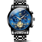 OLEVS Watches Men Waterproof Luxury Big Face Mens Watch Stainless Steel Quartz Analog Dress Watches for Men Luminous Multifunction Man Watch Relojes De Hombre