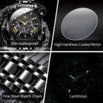 OLEVS Mens Watches Luxury Waterproof Luminous Easy Read Chronograph Watches Full Gold/White Dail/Black Face with Calendar Wrist Watches - Image 7