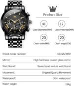 OLEVS Mens Watches Luxury Waterproof Luminous Easy Read Chronograph Watches Full Gold/White Dail/Black Face with Calendar Wrist Watches - Image 6