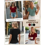Riyiper 3 Pack Women's V Neck T-Shirts Short Sleeve Loose Fit Tops Casual Basic Trendy Straight Hem Plain Tees - Image 2
