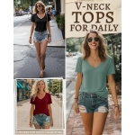Riyiper 3 Pack Women's V Neck T-Shirts Short Sleeve Loose Fit Tops Casual Basic Trendy Straight Hem Plain Tees - Image 3