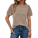 AUTOMET Women's Short Sleeve Shirts Dressy Lace Summer Tops 2026 Spring Trendy Casual T-Shirts Cute Work Outfits Blouses