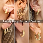 Adoyi 9 Pairs Gold Hoop Earrings Set for Womens Twisted Huggie Hoops Earrings 14K 18K Gold Plated for Girls Valentines Mother's Day Birthday Gifts Lightweight - Image 3