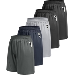 BOOJO 5 Pack Athletic Gym Mens Shorts - Workout Black Quick Dry Basketball Shorts with Pockets for Running Casual Activewear