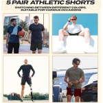 BOOJO 5 Pack Athletic Gym Mens Shorts - Workout Black Quick Dry Basketball Shorts with Pockets for Running Casual Activewear - Image 3