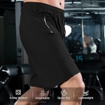 9" Mens Athletic Shorts with Zipper Pockets, 3 Pack Quick Dry Workout Gym Drawstring Running Shorts for Men - Image 3