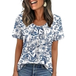 WIHOLL Women T Shirts Pleated Short Sleeve Tops Business Casual Dressy Blouses