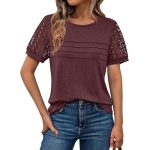 AUTOMET Women's Short Sleeve Shirts Dressy Lace Summer Tops 2026 Spring Trendy Casual T-Shirts Cute Work Outfits Blouses