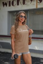 NIUBIA Women's T-Shirt Graphic Tees Love Printed Casual Short Sleeve Tops Summer Loose Fitted Top - Image 2